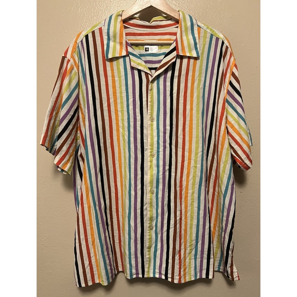 Target Pride Rainbow Striped Button Up‎ Short Sleeved Shirt LGBTQ+ 2022 Size XXL